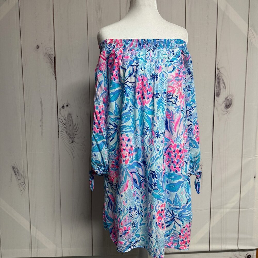 Lilly Pulitzer Maryellen OTS Dress Zanzibar Party Princess M‎ EUC